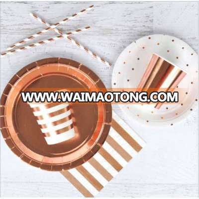 Disposable Dinnerware Set Rose Gold Plate set Party Supplies Birthday party decorations set